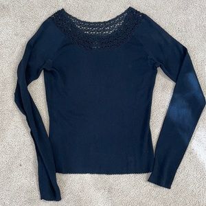 Thin Light Weight Sweater Top with black beaded details